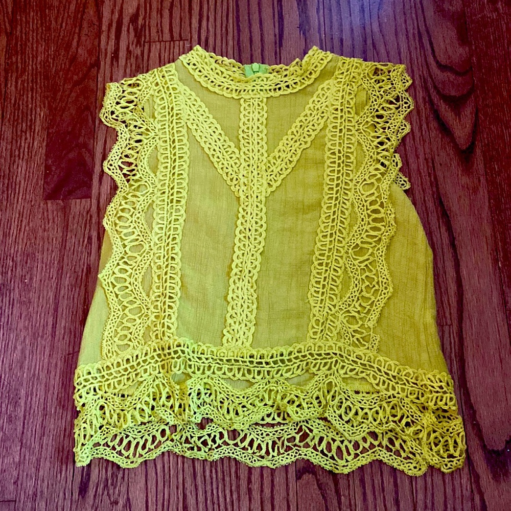 Yellow~Green Lacey High Neck Tank With Zipper
